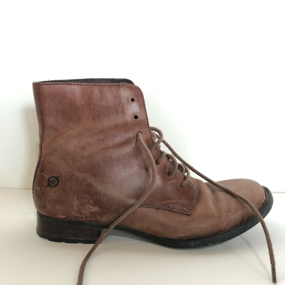 Born brown leather lace up boots